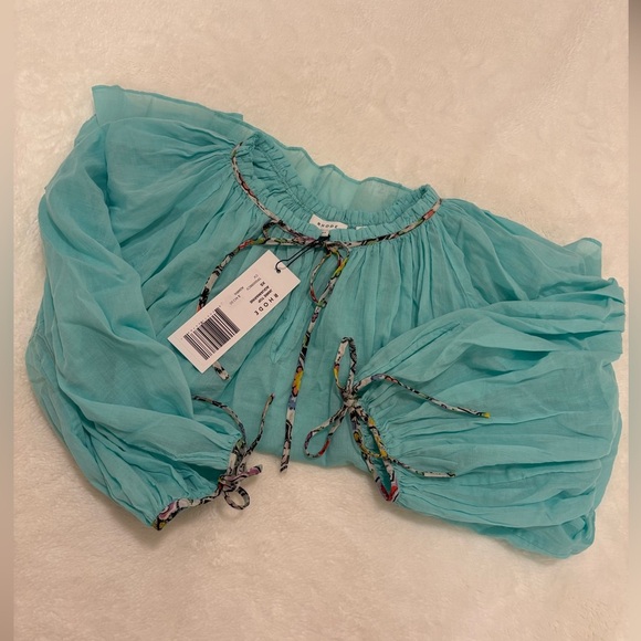 RHODE Jamie Top Aquamarine Blouse NWT - Picture 8 of 10